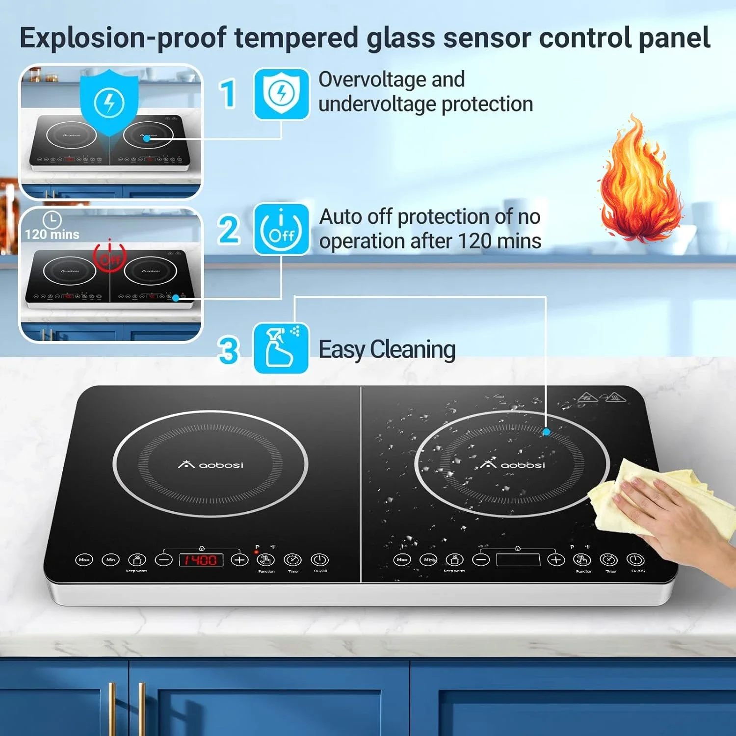 Induction Cooktop Portable - Aobosi Double Induction Cooktop,Portable Induction Cooker