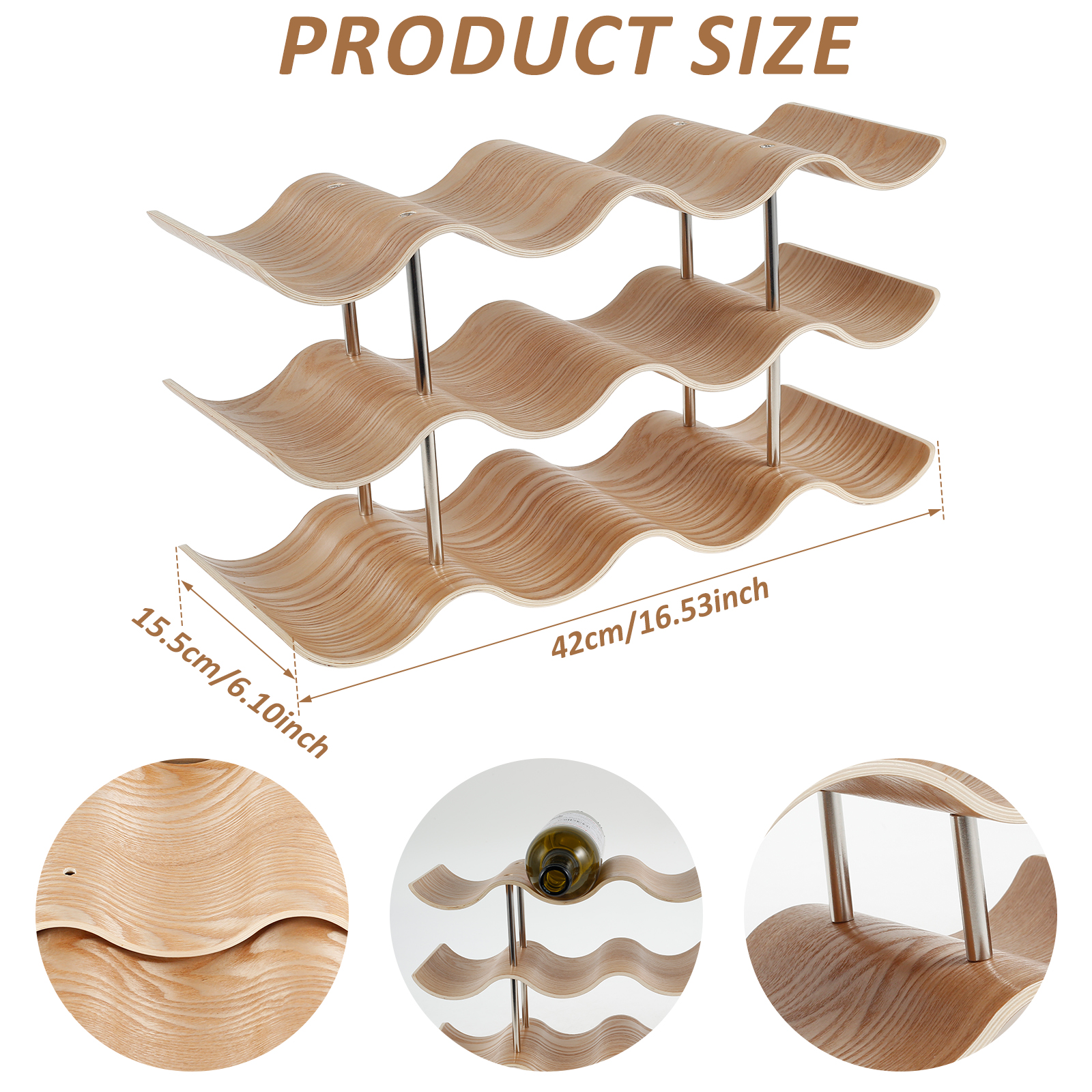 2/3-Tier Wooden Wine Rack Wavy - Kitchen Appliances Cabinet ulasan dan harga