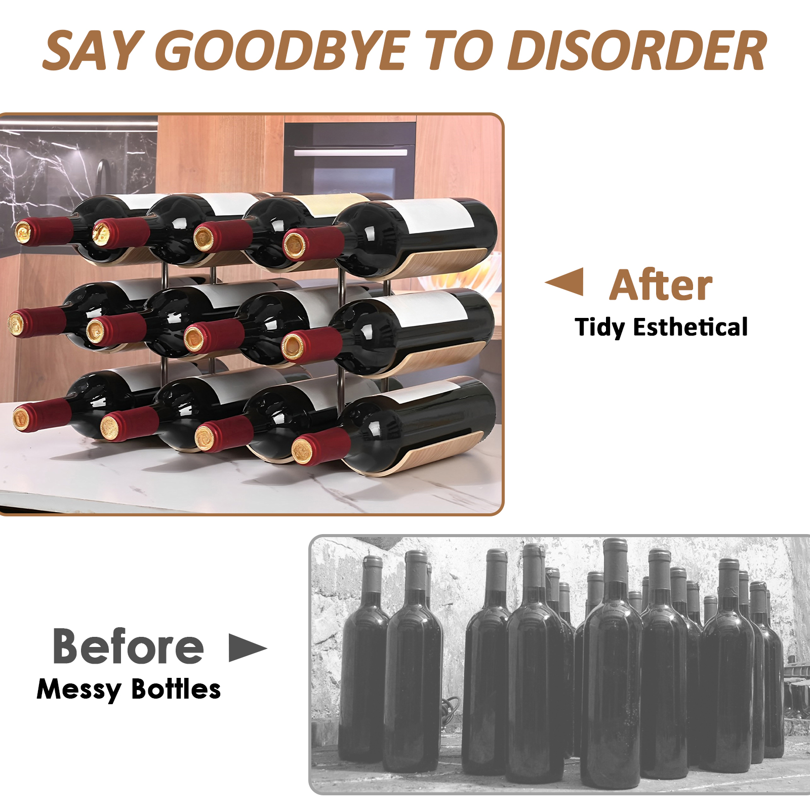 2/3-Tier Wooden Wine Rack Wavy - Kitchen Appliances Cabinet ulasan dan harga